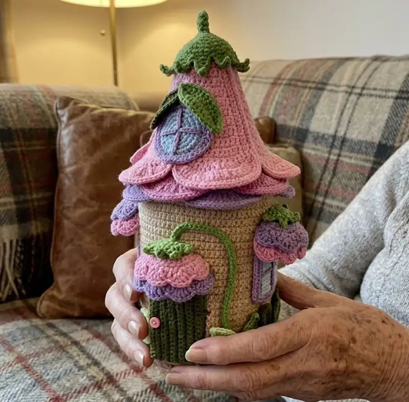 Complimentary Intermediate crochet pattern: Floral Fairy House Amigurumi Pattern - Simple to follow guide