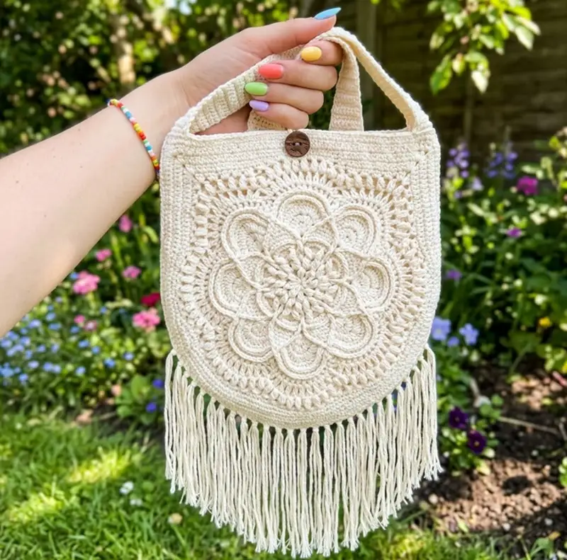 Complimentary Intermediate crochet pattern: Delilah Boho Bag Pattern - Simple to follow guide