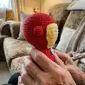 Iron Man Amigurumi Pattern step 2 - assembly progress