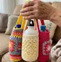 Granny Square Pocket Bottle Holder Pattern step 1 - construction progress