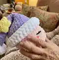 Sleeping Pink Puff (Sleeping Kirby) Amigurumi Pattern step 2 - assembly progress