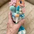 The Baby Blue Nutcracker Amigurumi Pattern step 2 - assembly progress