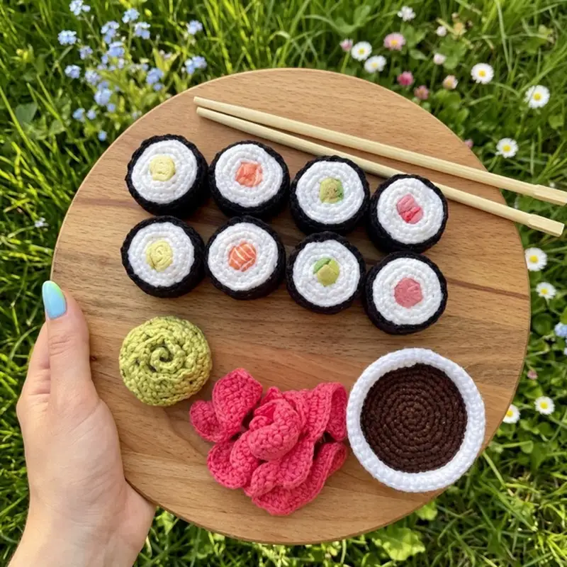 Complimentary Intermediate crochet pattern: Sushi Set Amigurumi Pattern - Simple to follow guide
