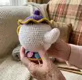 SWC Mrs Potts and Chip Amigurumi Pattern step 2 - assembly progress