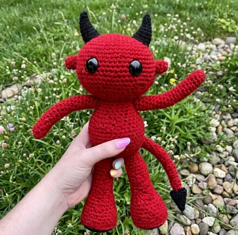 Complimentary Intermediate crochet pattern: The Little Devil Amigurumi Pattern - Simple to follow guide