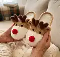 Christmas Reindeer Slippers Pattern step 4 - final assembly and finishing