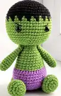 Cute Hulk Amigurumi Pattern step 2 - assembly progress