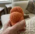 Small Pumpkin Amigurumi Pattern step 2 - assembly progress
