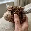 Mungo Highland Cow Crochet Coaster Set Amigurumi Pattern step 2 - assembly progress