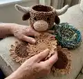 Mungo Highland Cow Crochet Coaster Set Amigurumi Pattern step 1 - construction progress