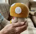 Tofi the Mushroom Amigurumi Pattern step 2 - assembly progress