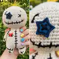 Voodoo Doll Amigurumi Pattern step 2 - assembly progress