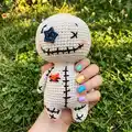 Voodoo Doll Amigurumi Pattern step 1 - construction progress