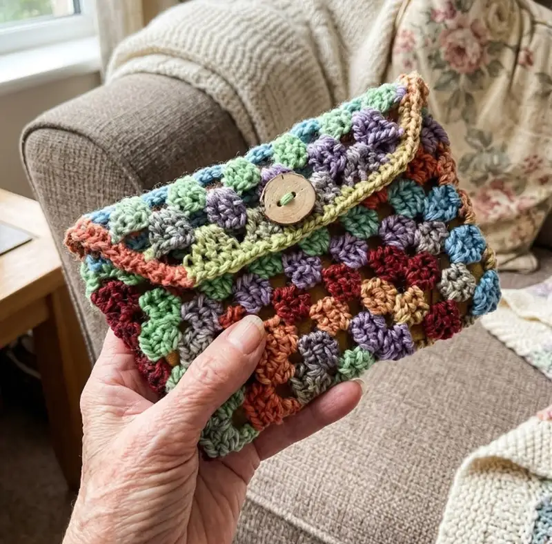 Complimentary Beginner Friendly crochet pattern: Granny Square Clutch Pattern - Simple to follow guide