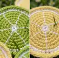 Citrus Slice Coasters Pattern step 2 - assembly progress