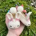 Hoppy Baby Bunny Slippers Pattern step 2 - assembly progress