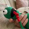Crochet Frog Door-Stopper Pattern step 2 - assembly progress