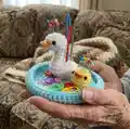 Duck and Goose Trinket Tray Amigurumi Pattern step 1 - construction progress