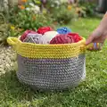 Dip Edge Crochet Basket Pattern step 1 - construction progress