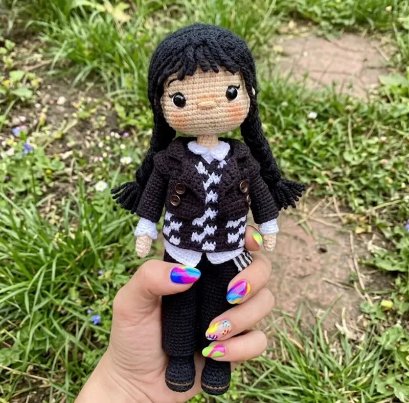 Complimentary Intermediate crochet pattern: Wednesday Amigurumi Pattern - Simple to follow guide