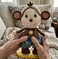 Oakley the Monkey Amigurumi Pattern step 4 - final assembly and finishing