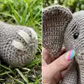 Bubba the Elephant Amigurumi Pattern step 2 - assembly progress