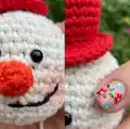 Crochet Snowman Ornaments Amigurumi Pattern step 2 - assembly progress