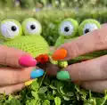 Little Frog Amigurumi Pattern step 2 - assembly progress