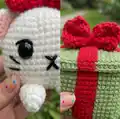 Christmas Giftbox Cat Amigurumi Pattern step 3 - details and accessories