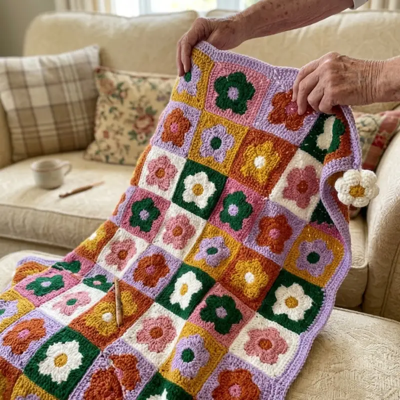 Complimentary Beginner Friendly crochet pattern: Field of Daisies Crochet Blanket Pattern - Simple to follow guide