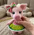 Millie the Melon Pig Amigurumi Pattern step 1 - construction progress