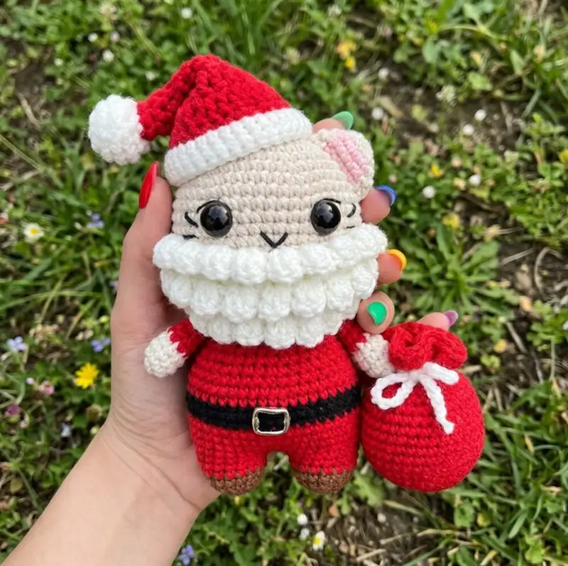Complimentary Intermediate crochet pattern: Santa Christmas Cat Amigurumi Pattern - Simple to follow guide