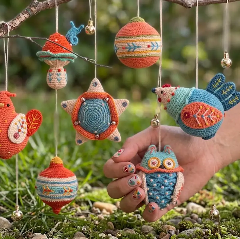 Complimentary Intermediate crochet pattern: Christmas Ornament Set Pattern - Simple to follow guide