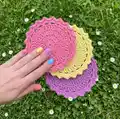 Easy Crochet Coasters Pattern step 4 - final assembly and finishing