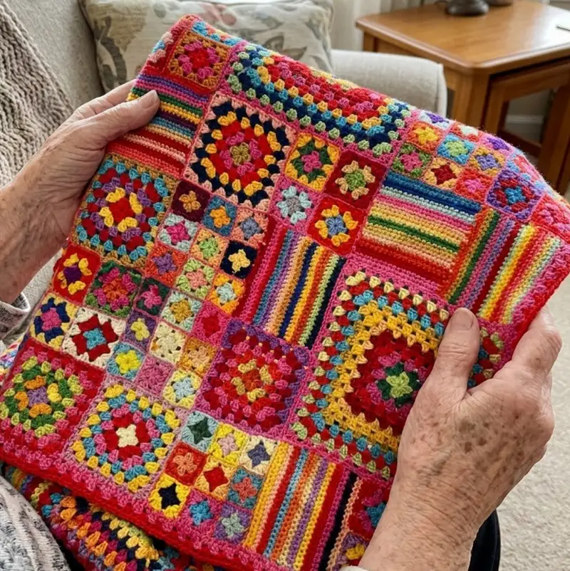 Complimentary Intermediate crochet pattern: Granny Patchwork Lap Robe Pattern - Simple to follow guide