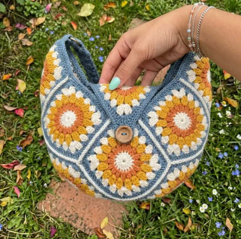 Complimentary Intermediate crochet pattern: Molly Boho Bag Pattern - Simple to follow guide