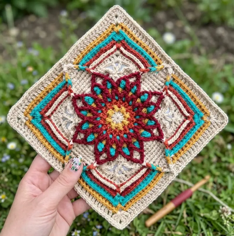 Complimentary Intermediate crochet pattern: Starlight Square Pattern - Simple to follow guide