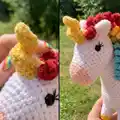 Unicorn & Hatching Baby Amigurumi Pattern step 2 - assembly progress