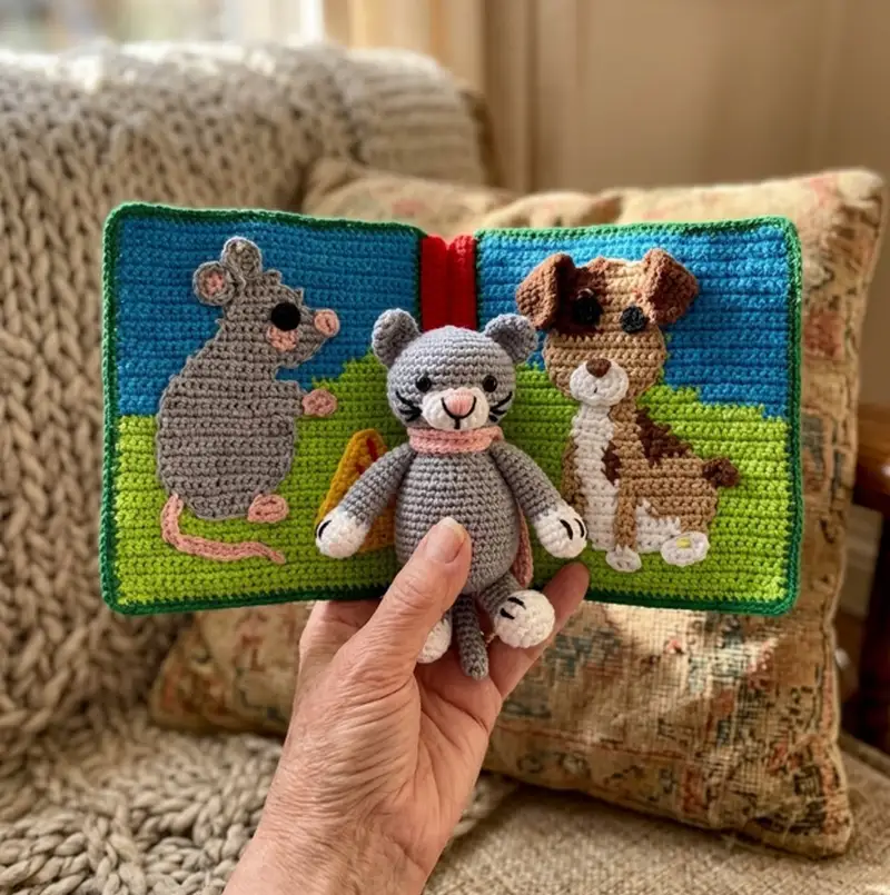 Complimentary Intermediate crochet pattern: Farm Animals - Quiet Book Crochet Pattern - Simple to follow guide