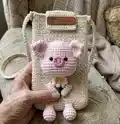 Pig Phone Pouch Amigurumi Pattern step 1 - construction progress