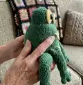 Frog Pillow Amigurumi Pattern step 2 - assembly progress