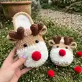 Christmas Reindeer Slippers Pattern step 1 - construction progress