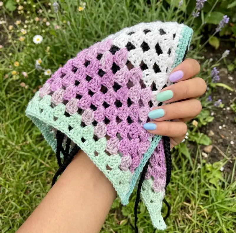 Complimentary Beginner Friendly crochet pattern: Caron Crochet Hair Bandana Pattern - Simple to follow guide