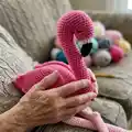 Florence the Flamingo Amigurumi Pattern step 4 - final assembly and finishing