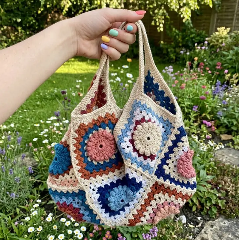 Complimentary Advanced crochet pattern: Granny Shoulder Bag Pattern - Simple to follow guide