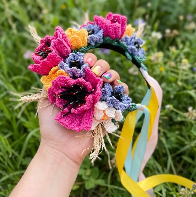 Complimentary Intermediate crochet pattern: Floral headband Pattern - Simple to follow guide