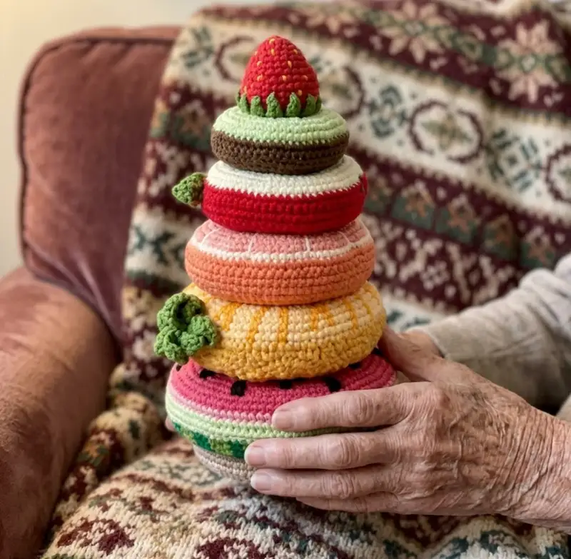 Complimentary Intermediate crochet pattern: Fruit Stacking Toy Amigurumi Pattern - Simple to follow guide