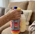 Granny Square Pocket Bottle Holder Pattern step 2 - assembly progress