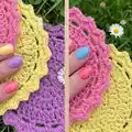Easy Crochet Coasters Pattern step 2 - assembly progress