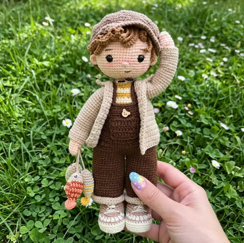 Complimentary Intermediate crochet pattern: Tommy The Fisher Amigurumi Pattern - Simple to follow guide